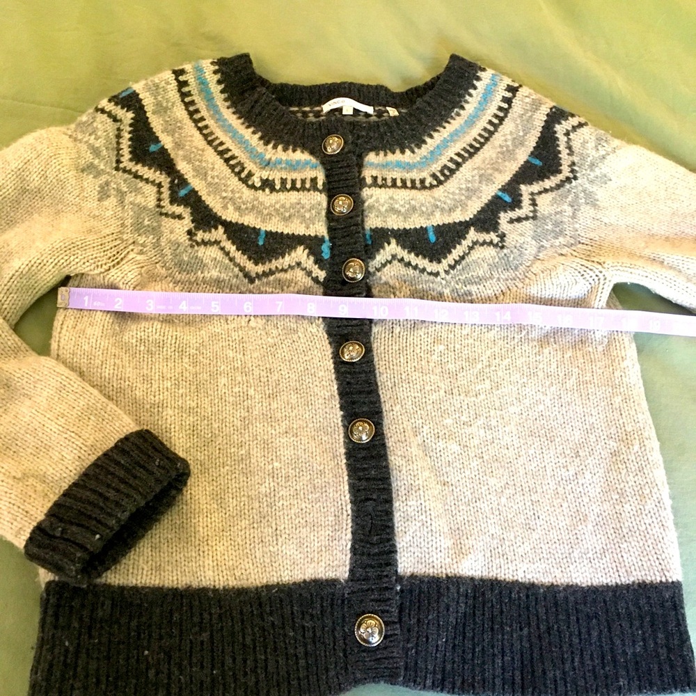 Vince wool/cashmere cardigan. Shrunk from L. Fair Isle Nordic
